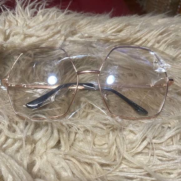 Rose Gold Hexagonal Women's Glasses - Picture 1 of 4